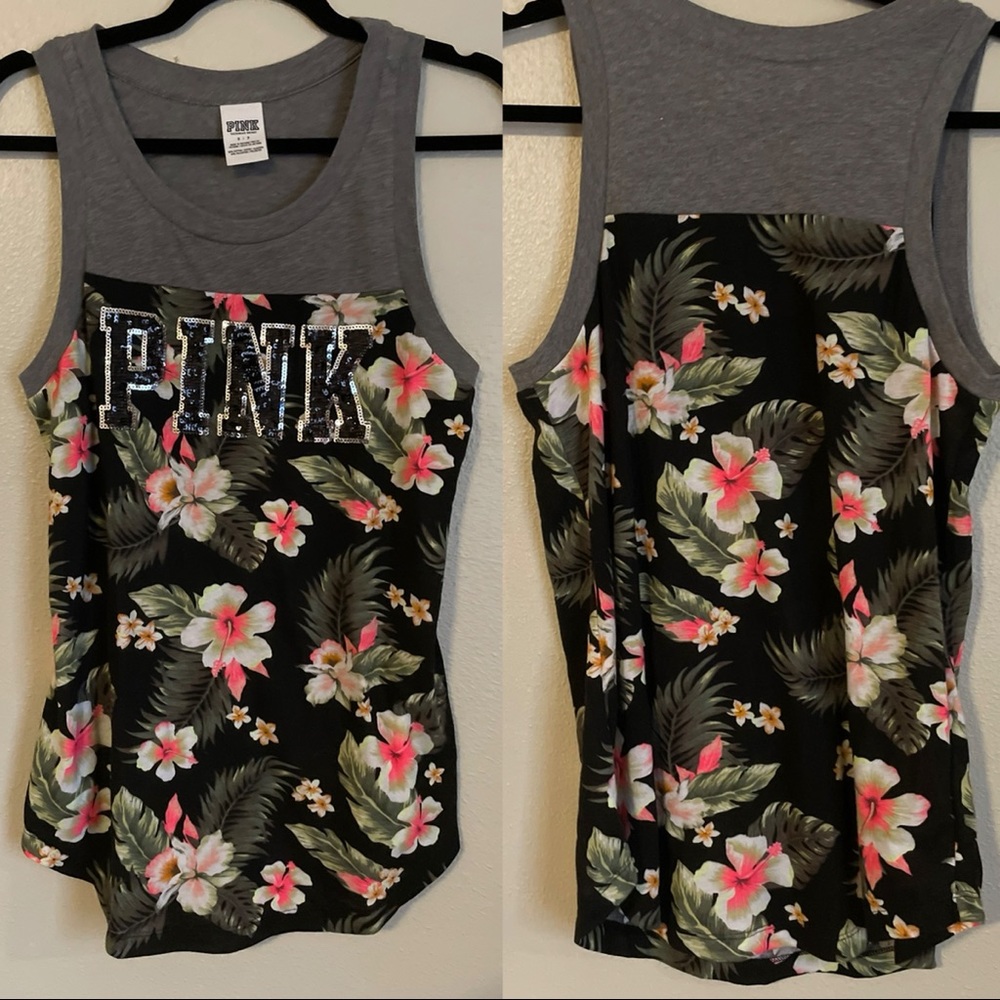 💥RARE💥 NWOT never worn tropical print sequin VS PINK top